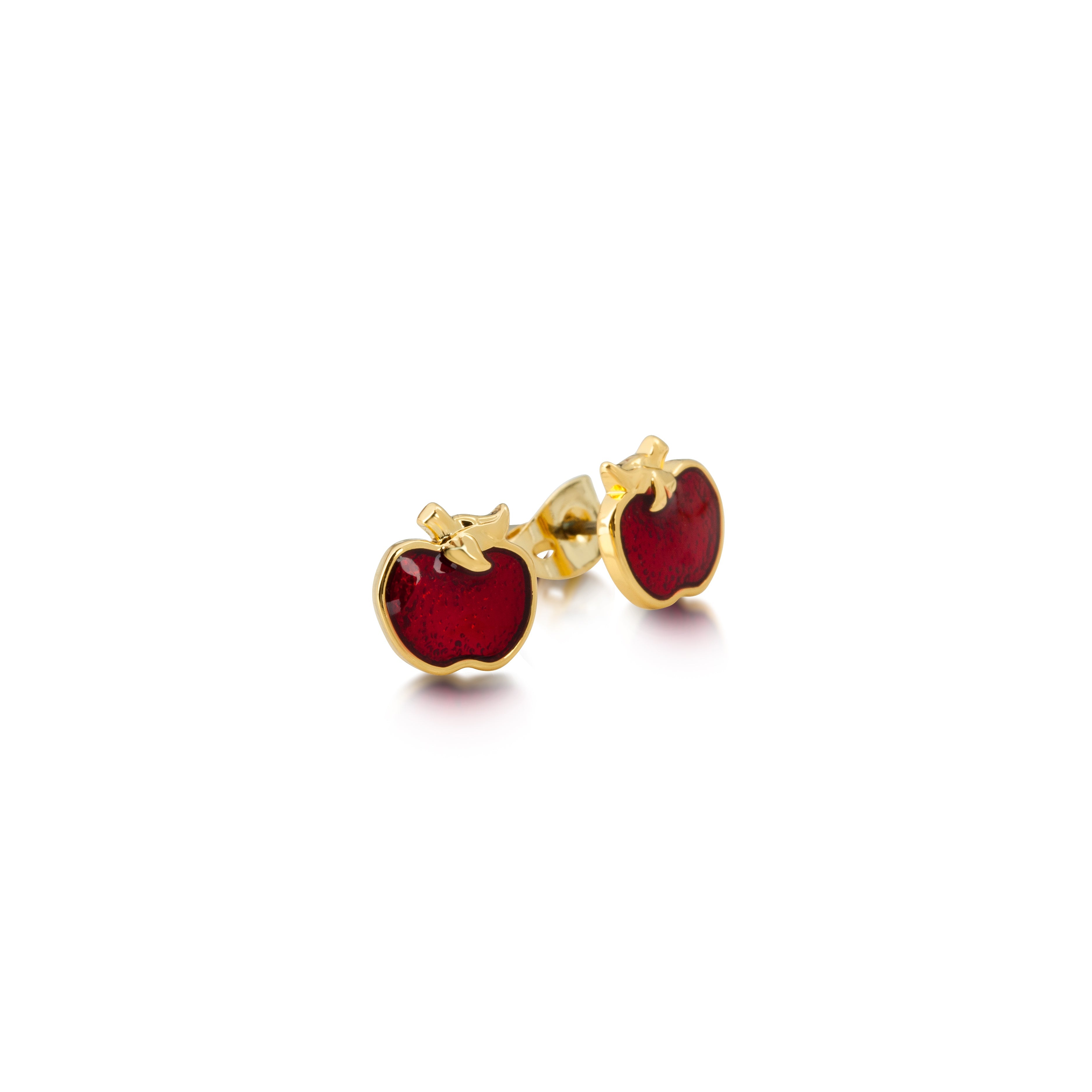 Snow White - Yellow Gold Plated Apple Stud Earrings
